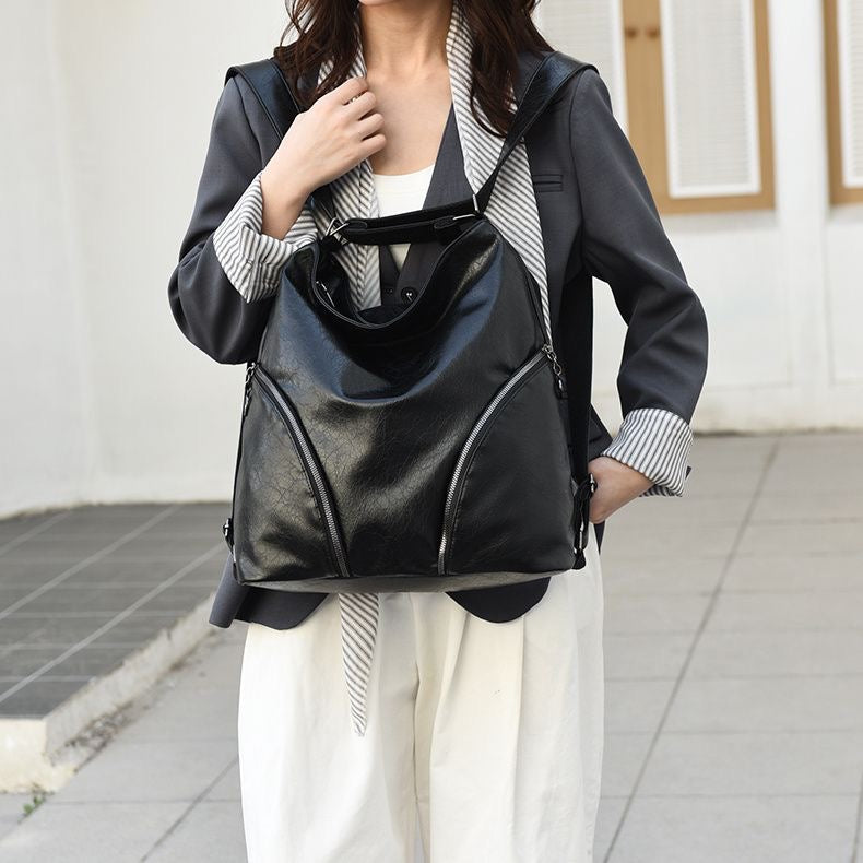 BeCloz Pebbled Zip-Detail Hobo Bag