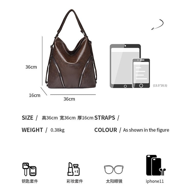 BeCloz Pebbled Zip-Detail Hobo Bag