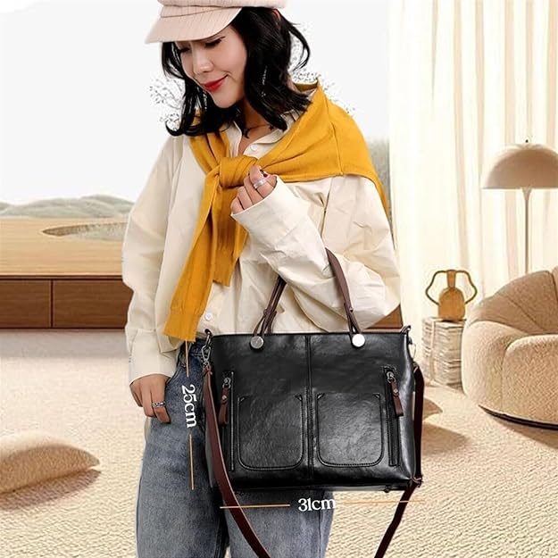 Leather Large Capacity, Waterproof, Multi-Pocket Bag