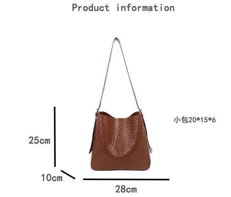 BeCloz Woven Leather Shoulder Bag with Matching Pouch