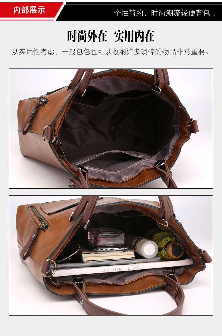 BeCloz Vintage Multi-Pocket Tote Bag – Premium Women's Shoulder & Crossbody Handbag