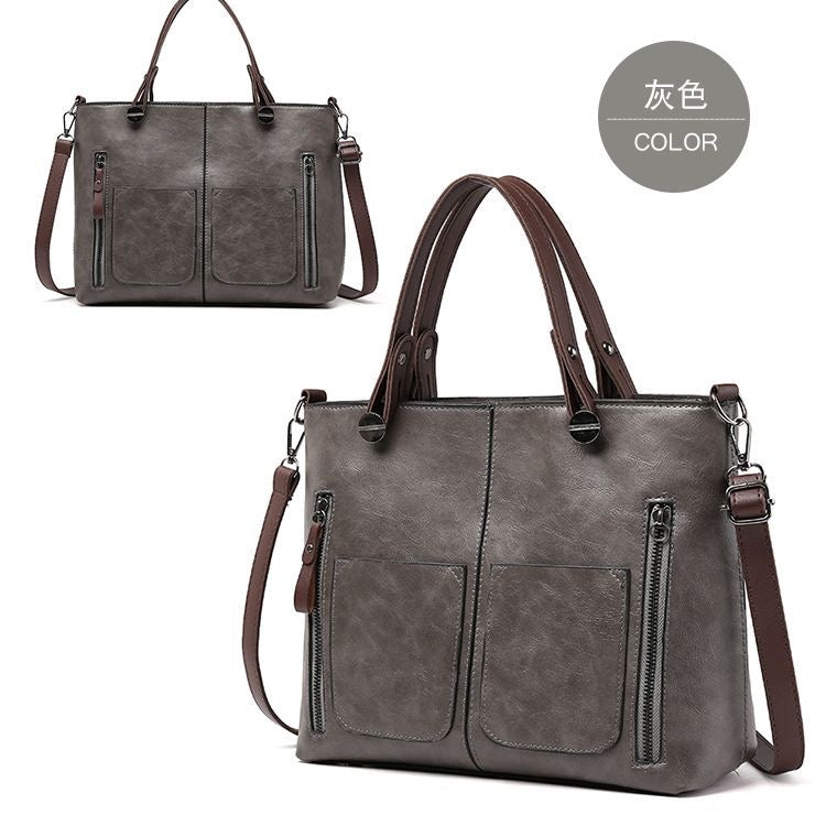 BeCloz Vintage Multi-Pocket Tote Bag – Premium Women's Shoulder & Crossbody Handbag