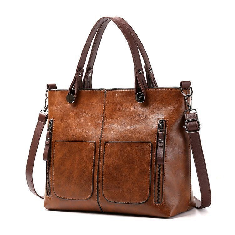 BeCloz Vintage Multi-Pocket Tote Bag – Premium Women's Shoulder & Crossbody Handbag