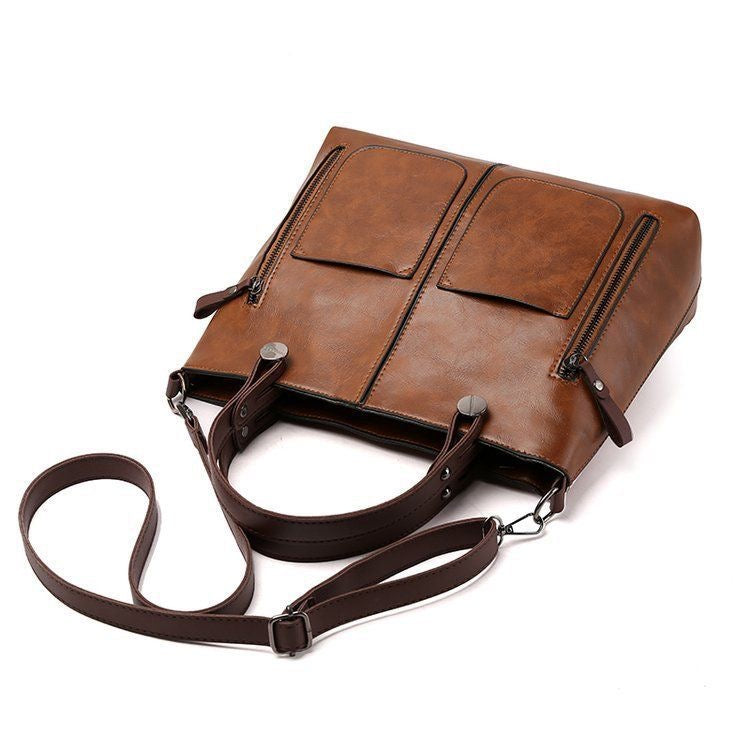 BeCloz Vintage Multi-Pocket Tote Bag – Premium Women's Shoulder & Crossbody Handbag