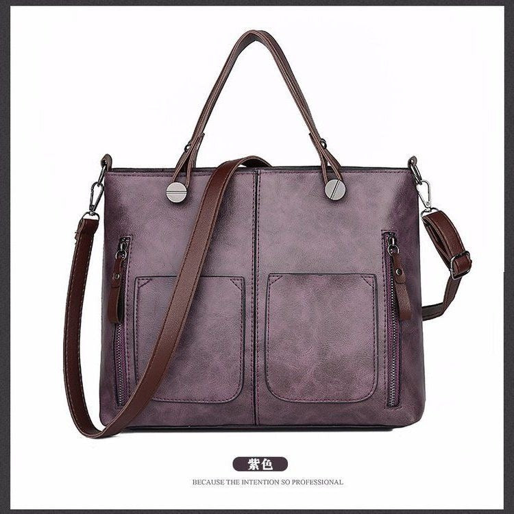 BeCloz Vintage Multi-Pocket Tote Bag – Premium Women's Shoulder & Crossbody Handbag