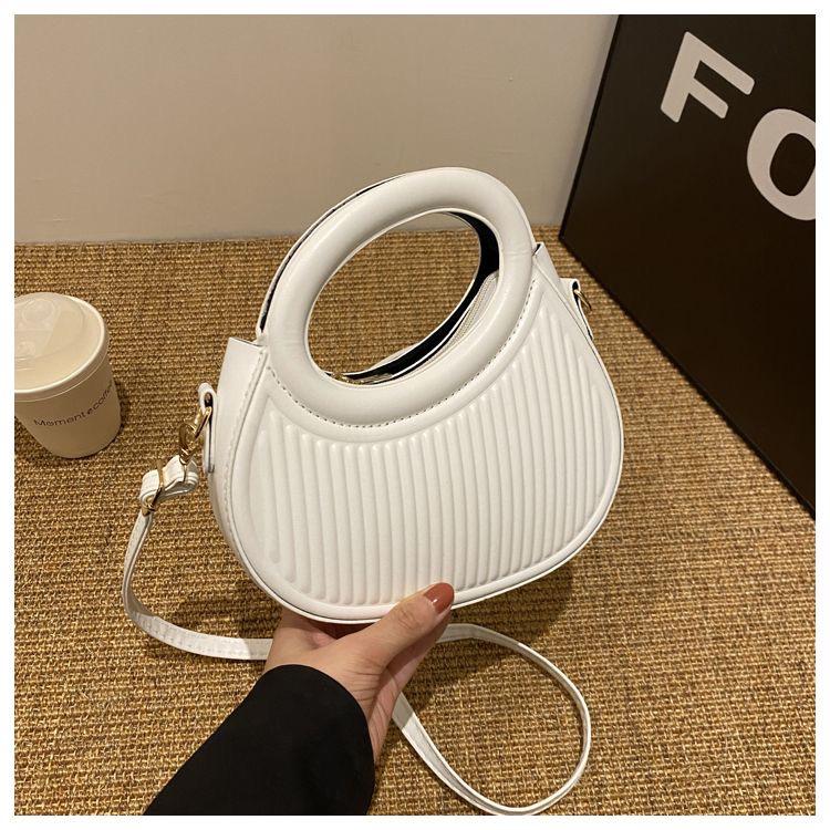 Round bag with embroidered double handle stylish bags