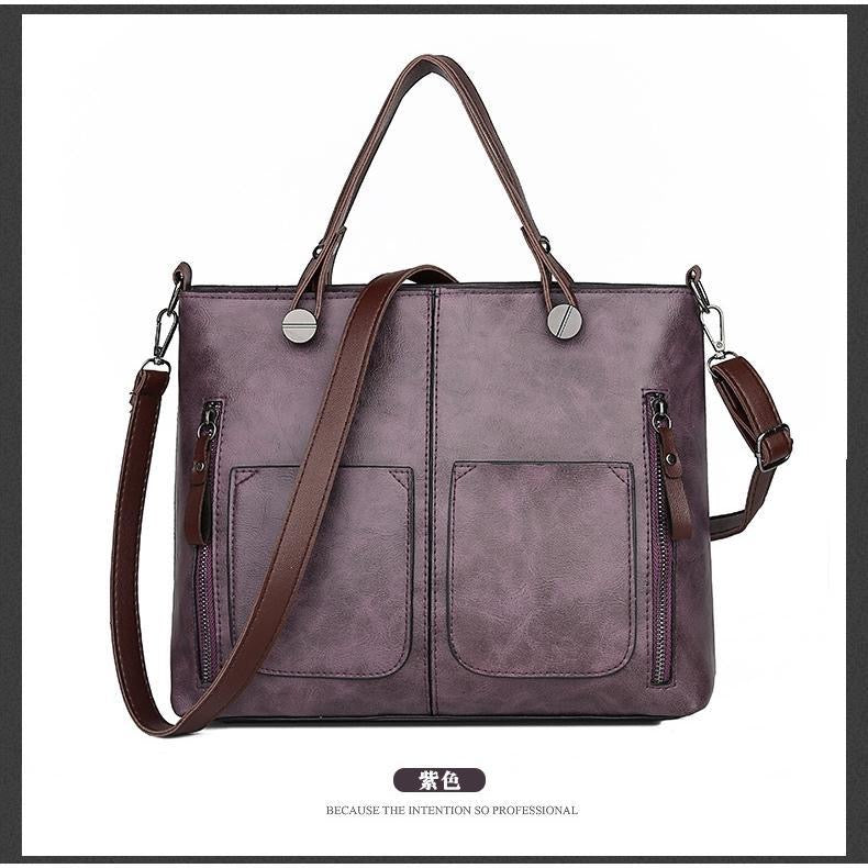 BeCloz Vintage Multi-Pocket Tote Bag – Premium Women's Shoulder & Crossbody Handbag